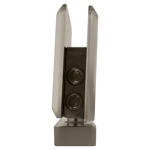 Senior Prima 01 Series Satin Nickel Top Or Bottom Mount Glass Hinge For Half Inch Thick Tempered Glass Panels close-up