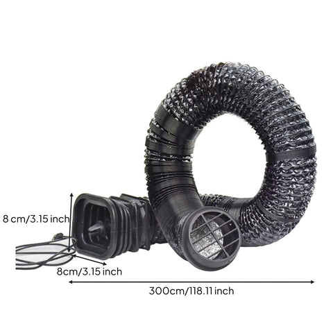 Heavy Duty Flexible Air Duct Vent Hose With Integrated Grille Cover Perfect For Campers RV Sleeper Cabins Plus Transporting Cool Air Fast Keep It Chilling No Debris Allowed Get This Sweet Gear Ready For The Road Trip Anytime You Go, 300cm hose, 8cm end