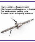 Premium C7 Grade 12mm SFU1204 Ball Screw With Single Nut for CNC Machina And Linear Motion Projects, showing smooth metal design.