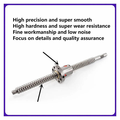 Premium C7 Grade 12mm SFU1204 Ball Screw With Single Nut for CNC Machina And Linear Motion Projects, showing smooth metal design.