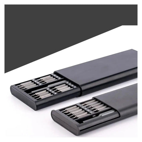 Premium 63 In 1 Screwdriver Bit Kit With Torx And Tri-Wing Bits Perfect For Laptop Repair, PC Disassembly, And Tech Upgrades Featuring Magnetic Tips And Compact Case Design For All Your Gadgets. black compact case with precision screwdriver bits