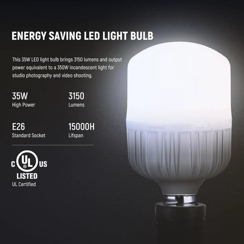 35W LED bulb for Two Pack Pro Grade 700W Equivalent Continuous Lighting Kit with 5700K LED Bulbs 24x24 Inch Softboxes E26 socket