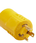 Real Tough No Sweat Generator Adapter Nema L14-30P To 5-15 20R Power Transfer Four Prong yellow adapter for 20 Amp circuits.