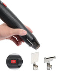 Hand holding Pro Craft Heat Gun 110V 350W With Ultra Long 3.28Ft Cord, showing red switch and metal nozzles for DIY projects.
