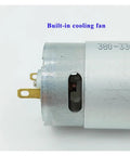 High Torque DC Motor 6V To 12V RS-380 17500 RPM Mini 28mm with built-in cooling fan, visible connectors