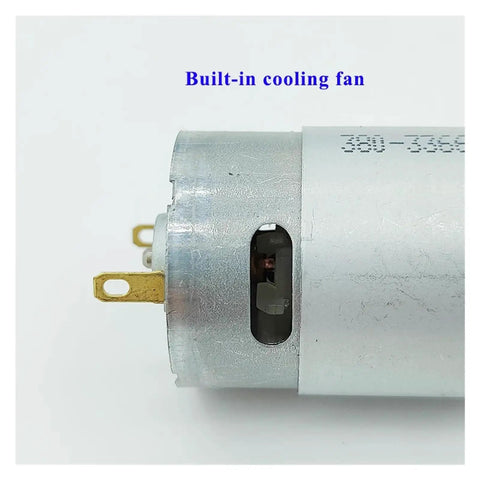 High Torque DC Motor 6V To 12V RS-380 17500 RPM Mini 28mm with built-in cooling fan, visible connectors