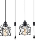 Sleek Matte Black Farmhouse Pendant Light Bringing Modern Industrial Vibe To Your Kitchen Island Or Dining Room Ceiling Hanging Fixture Quick Room Glow Up That Hits Different, featuring geometric wire design and exposed bulbs.