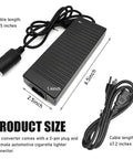 Heavy Duty AC To DC Converter 220V To 12V 15A Car Power Adapter with 18.5 inch cable and cigarette lighter socket.