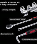 Pro Level Manual Wire Bender Kit Straight Up Heavy Duty No Sweat 0 To 90 Degree Adjustable Cable Shaper accessories including ratchet wrench and extension tools.