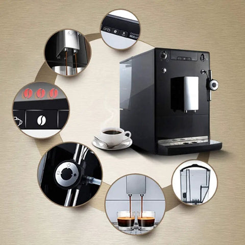 Smart Coffee Machine With Built In Burr Grinder And Milk Frother, 15 Bar Espresso Maker For Home Use, shown with features