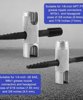 Beefy Grease Zerk Tool Set Two Pack 4 Way Fittings Removal Tools Fits 1/4-28 SAE and 1/8-NPT M10x1 and M8x1 Threads Hex Sizes