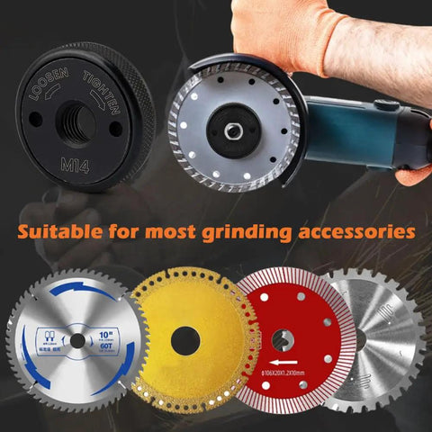 Image of 2 Pack M14 And 5/8-11 Thread Angle Grinder Flange Nuts With Quick Release Locking Nut For Angle Grinders Metal Grinder Lock