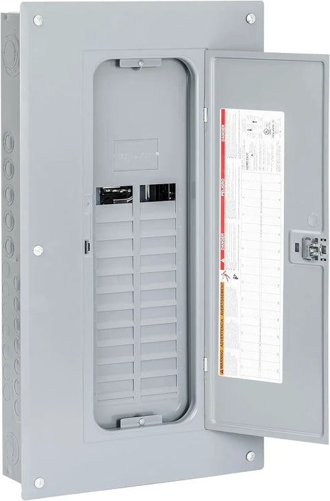 Homeline Load Center 125 Amp Convertible Main Lugs 1 Phase 20 Space 40 Circuit Panel with Cover Ground Bar Plug On Neutral Ready