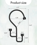 Product dimensions of black 12 Pack Double Shower Curtain Hooks Rust Resistant Metal Rings With High Low Design for curtain separation