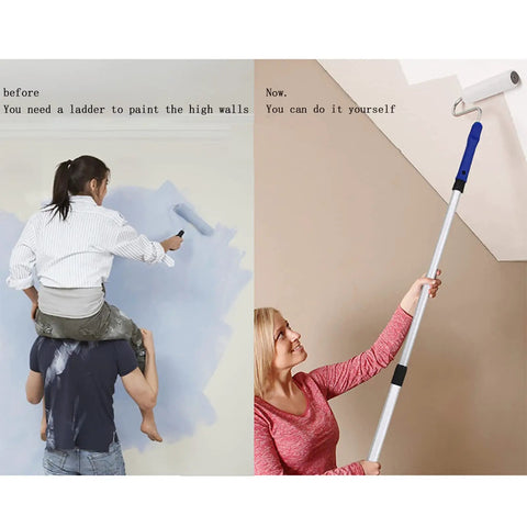 Game Changing Electric Paint Roller Brush With Long Extension Rod Auto Feed System For Effortless Wall And Ceiling Painting in use for ceiling painting.