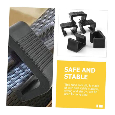 Close-up of Zerodeko 10Pcs Outdoor Wicker Clips Rattan Sofa Fasteners for Sectional Chairs in black plastic material.