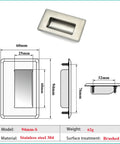 Dimensions and design of Hidden Recessed Pull Handle Set, Stainless Steel Square Flush Concealed Furniture Handles diagram.