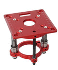 Heavy Duty Aluminum Router Lift Base With Precision Router Table Insert Plate For Woodworking Table Saw and Trimmer Machine top view.