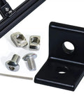 2 Hole Black 90 Degree Inside Corner Bracket Kit For 2020 Aluminum Extrusion 20x20 Profile With 6mm Slot Includes 20 T Nuts, 20 Hex Screws, And 1 Allen Wrench Heavy Duty Easy Mounting For 3D Printer And CNC Frame