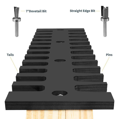 15 Inch Dovetail Jig System With Template, Straight Edge Router Bit, 7 Degree Dovetail Bit And Mounting Hardware For Through Joints