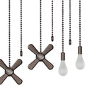 Beaded Ball Ceiling Fan Pull Chain Set With Zinc Alloy Bead Extenders And Connectors Includes Four Pendant Chains Two 36 Inch Extensions Eight Extra Connectors Easy Install Rust Proof Oil Rubbed Bronze, featuring fan and bulb-shaped pendants.