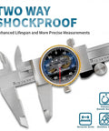 0-6 Inch Dial Caliper Set With Protective Case, 0.001 Inch Accuracy, 4 Way Measurement With Dual Jaws And Depth Rod, Shock Resistant Stainless Steel For DIY Home Improvement And Precision Machining Tasks, shockproof dial face