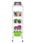 Keep Your Produce Fresh As A Daisy With This Five Tier Floor Standing Fruit And Vegetable Storage Basket Featuring Ventilated Plastic Bins. Five-tier cart with veggies and spices.