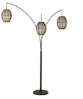 Maui Arc Floor Lamp With Three Movable Shades And Adjustable Height, Perfect Lighting For Bedroom And Living Room, Antique Bronze Finish