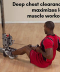Person using Pro-Grip Multi Bar Cable Attachment With Rubber Grips for seated rows in a home gym setting.