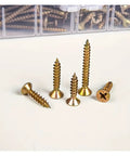 470 Piece M3.5 Zinc Plated Phillips Flat Head Wood Screw Assortment Kit With Seven Lengths, Self Tapping Fasteners For DIY Projects, Handy Box Of Phillips Drive Wood Screws For Furniture And Deck Repairs, assorted brass wood screws