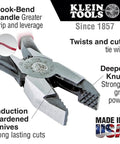 D201-7CSTA Linesman Pliers With Spring Loaded Action, Kickass Grip From Aggressive Knurl For Deep Twists And Wire Cuts