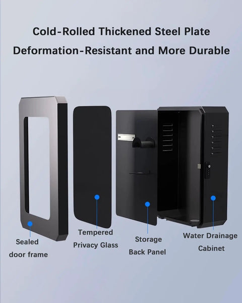 Outdoor EV Charger Enclosure Box For Wall Chargers Heavy Duty Steel Lock Box With Tempered Glass Front Weatherproof Cabinet