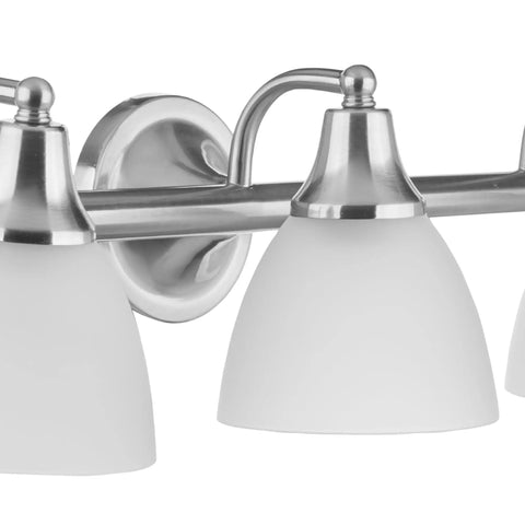 All In One Bathroom Vanity Set With Three Light Fixture, Towel Bar, Toilet Paper Holder, Towel Ring And Robe Hook, Brushed Steel