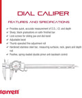 Dial Caliper Workhorse With Adjustable Bezel 0 To 8 Inch Range.001 Inch Graduation Anti Backlash Gear Knife Edge Contacts For Inside And Outside Measurements One Hand Use With Thumb Operated Fine Adjustment Direct Reading And Precise Gauging. stainless steel dial caliper
