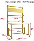 Heavy Duty Rolling Workbench With Smooth Rollin Caster Wheels And Adjustable Standing Height For Warehouses And Couriers, includes a 120x75cm steel work surface, shelf, and built-in cutter.