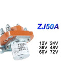 Heavy-Duty 50A DC Contactor Relay Built Tough For Electric Vehicles And Winches, ZJ50A model, rated 12V to 72V.