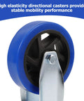 Heavy Duty Five Inch Fixed Workbench Caster Wheels With Premium Black Rubber Tires For Rock Solid Industrial Cart Rolling And Dead Quiet Smooth Glide blue directional caster with chrome mount