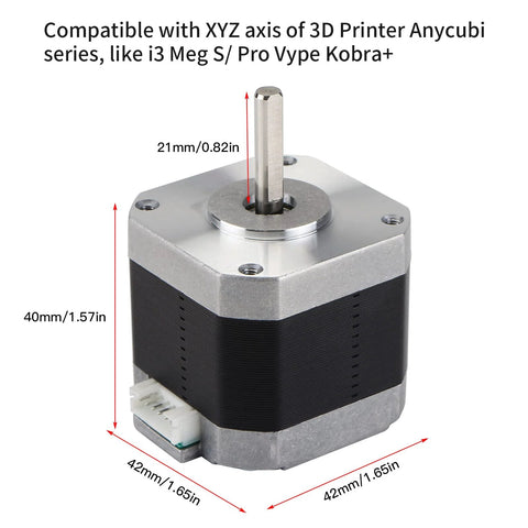 FYSETC Anycubi Mega Vype-r Nema 17 stepper motor; black body with silver top, 40mm tall, front view