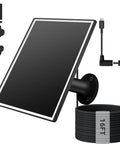 6W Solar Panel Charger For Ring Stick Up Cam Pro Plus And Spotlight Cam Battery Series With USB C And Barrel Plug, 16ft Cable