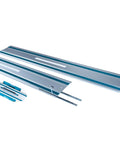 110 Inch Guide Rail Kit Extruded Aluminum Rails Compatible With Track Saw Precision Cutting Smooth Operator Replacement Splinter Guards Effortless Snap Together Setup, two aluminum rails and connectors.