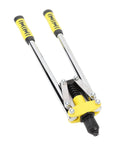 Get This Double Handle Hand Rivet Nut Tool For Super Efficient Riveting Up To 4.8Mm With Ergo Design And Alloy Steel Build Perfect For Auto Car Moto Home And Pro Jobs. double handle alloy steel rivet nut tool with yellow grips and 4.8mm nosepiece