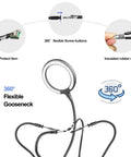 Helping Hands Soldering Station With 3X Magnifying Glass Light And 4 Flexible Arm Magnifier for Electronics Repair, Gooseneck Detail