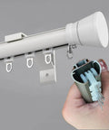 Wall Mounted Blackout Curtain Rod Track 260cm Aluminum Alloy Heavy Duty Rail For Windows Living Room Bedroom Office Bathroom White Finish No Fuss Install And Smooth Operation, white wall-mounted curtain track with rollers and end cap