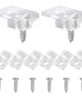 Clear Mirror Holder Clips Kit 25 Heavy Duty Acrylic Fasteners for no sweat wall mounting and quick cabinet setup, showing clips and screws.