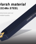 Close-up of All In One Pro Grade Indexable Lathe Tool Kit 21Pcs Set showing 42CrMo steel holder with carbide insert.