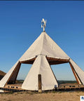 10KW Vertical Maglev Wind Turbine Generator Kit Lantern Three Blades Mppt Controller Off Grid Inverter on a tent structure.