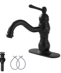 Matte Black Bathroom Faucet With 360 Degree Swivel, No Fuss Single Handle Vanity Sink Tap For 1 Or 3 Hole Install, 4 Inch Centerset With Cover Plate, Fits Under Counter Basins, Includes Pop Up Drain With Overflow