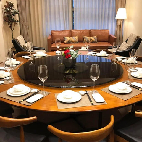 Round 360 Degree Rotating Turntable Heavy Duty Tempered Glass Lazy Susan for Dining Table set for meal