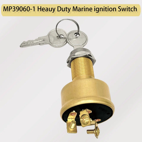 Heavy Duty Marine Ignition Switch Replacement MP39060-1 Three Position Off On Start For Boats With Brass Construction