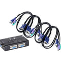 4 Port Vga Kvm Switch With Legacy Computer Keyboard And Mouse Console Cables For Seamless Manual Desktop Rotation High Res Video Output To Plug Into Any Rig And Swap Screens Like A Pro with cables